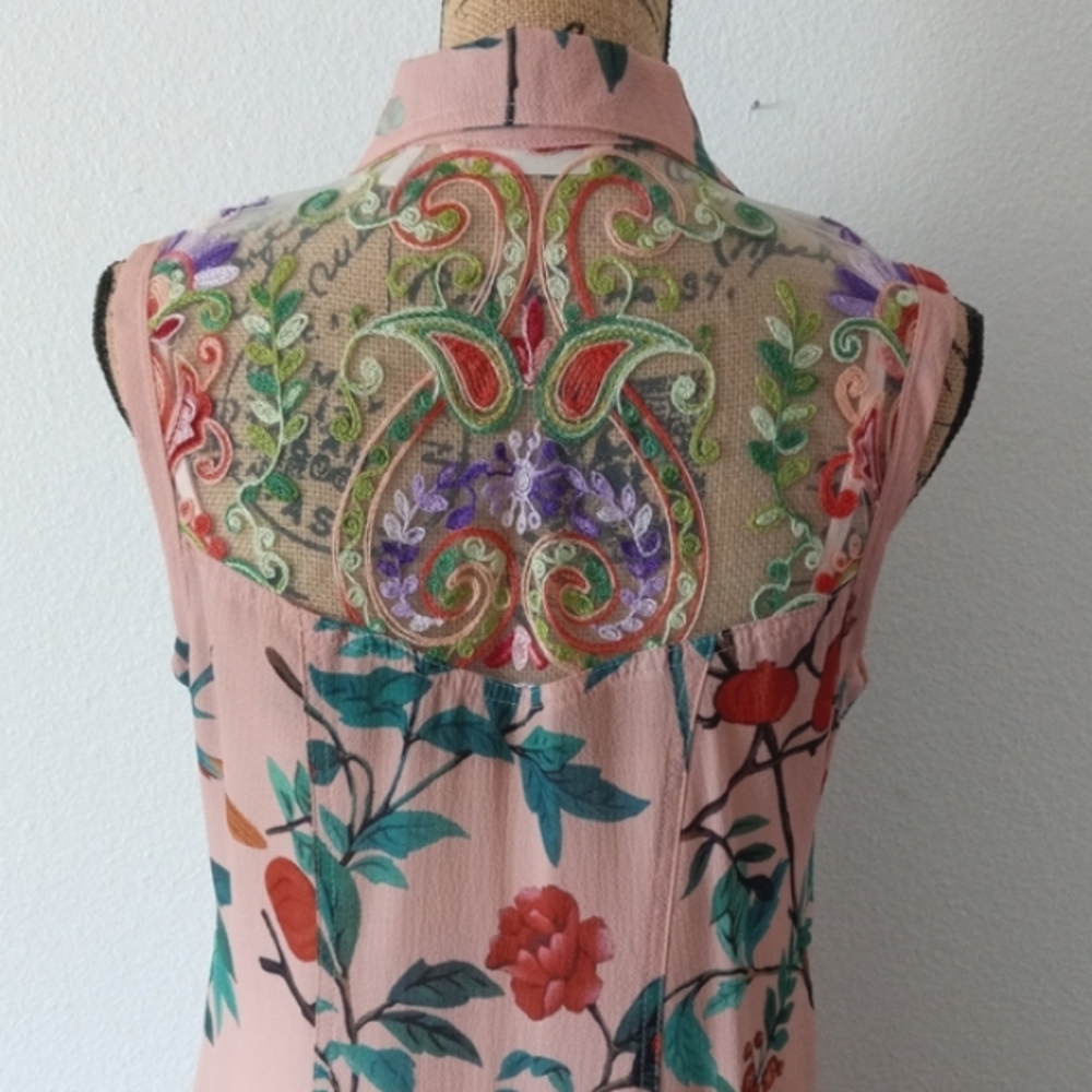 Soft Surroundings Chinoiserie Floral And Birds Maxi Dress - Picture 6 of 12
